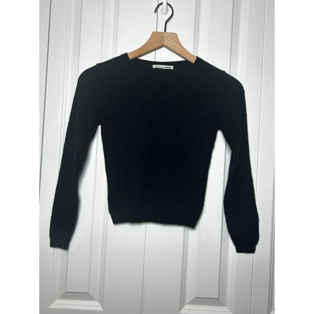 Reformation Jeans Black Recycled Cashmere Blend Crewneck Knit Sweater XS